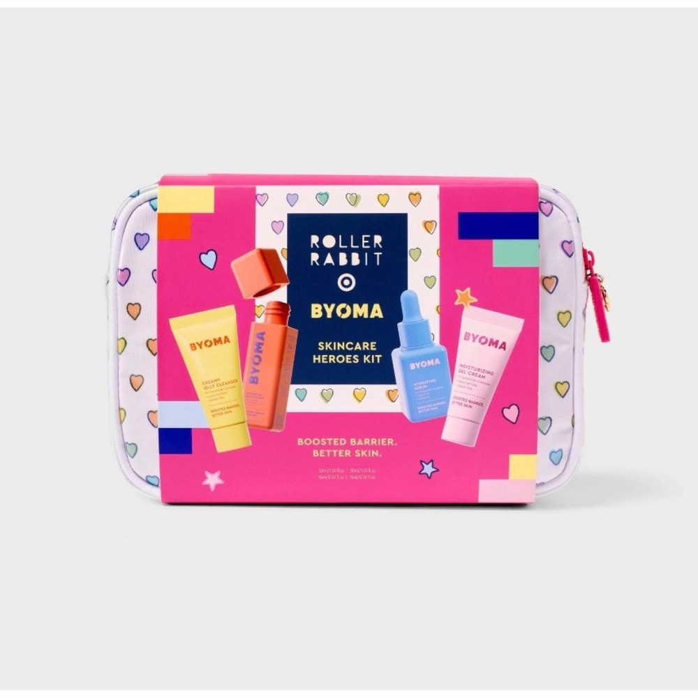 Roller Rabbit BYOMA Skincare Heroes Kit Disco Hearts Travel Set 5pc‎ NWT